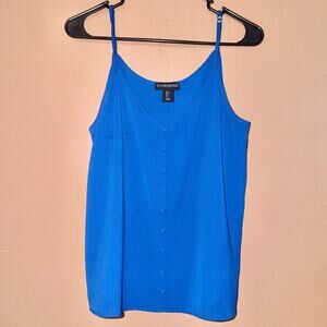 Cynthia Rowley Women's Blue Button Down Sleeveless Blouse - Size Large